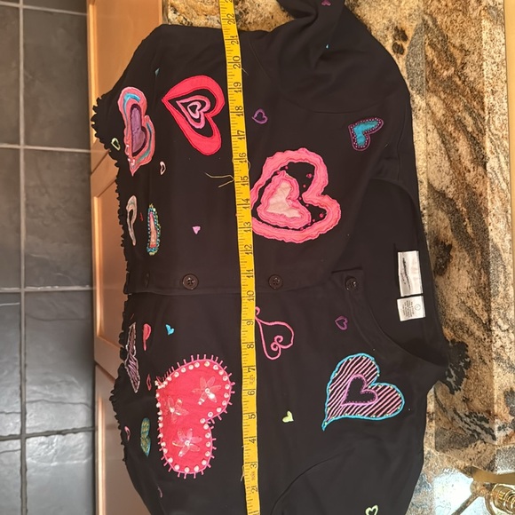 Michael Simon embroidered heart design cotton-cropped cardigan -Large- VG cond. - Picture 10 of 10